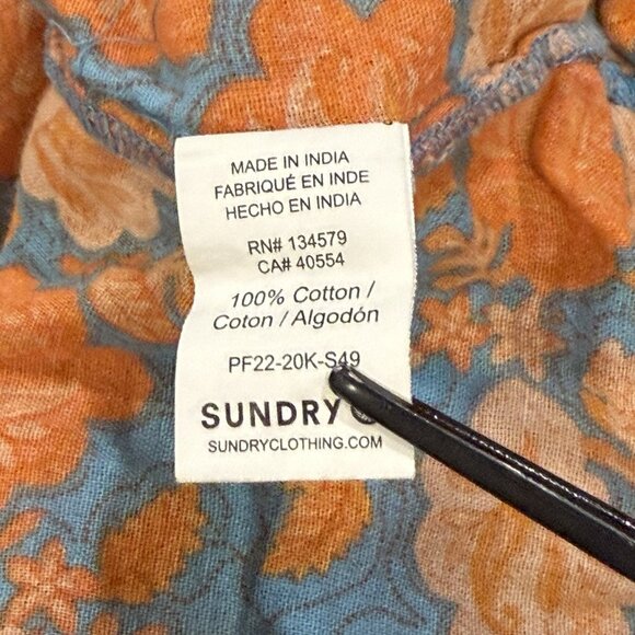 Sundry Blouson Tunic Blue Orange Floral Mini Boho Dress Womens Size Small 1 - Picture 9 of 13
